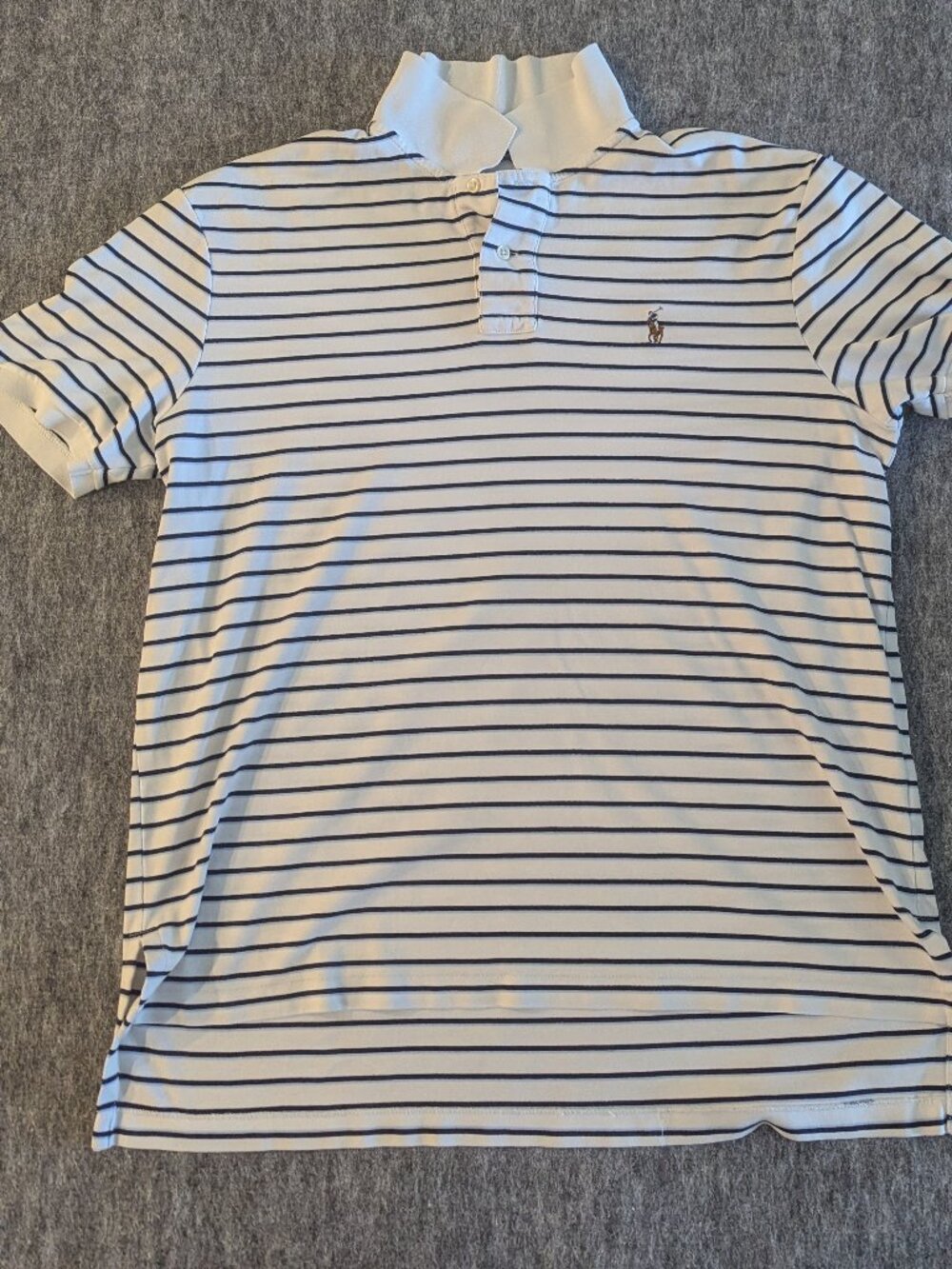 Polo Ralph Lauren Polo Shirt Mens White Striped Pima Soft Touch Size L